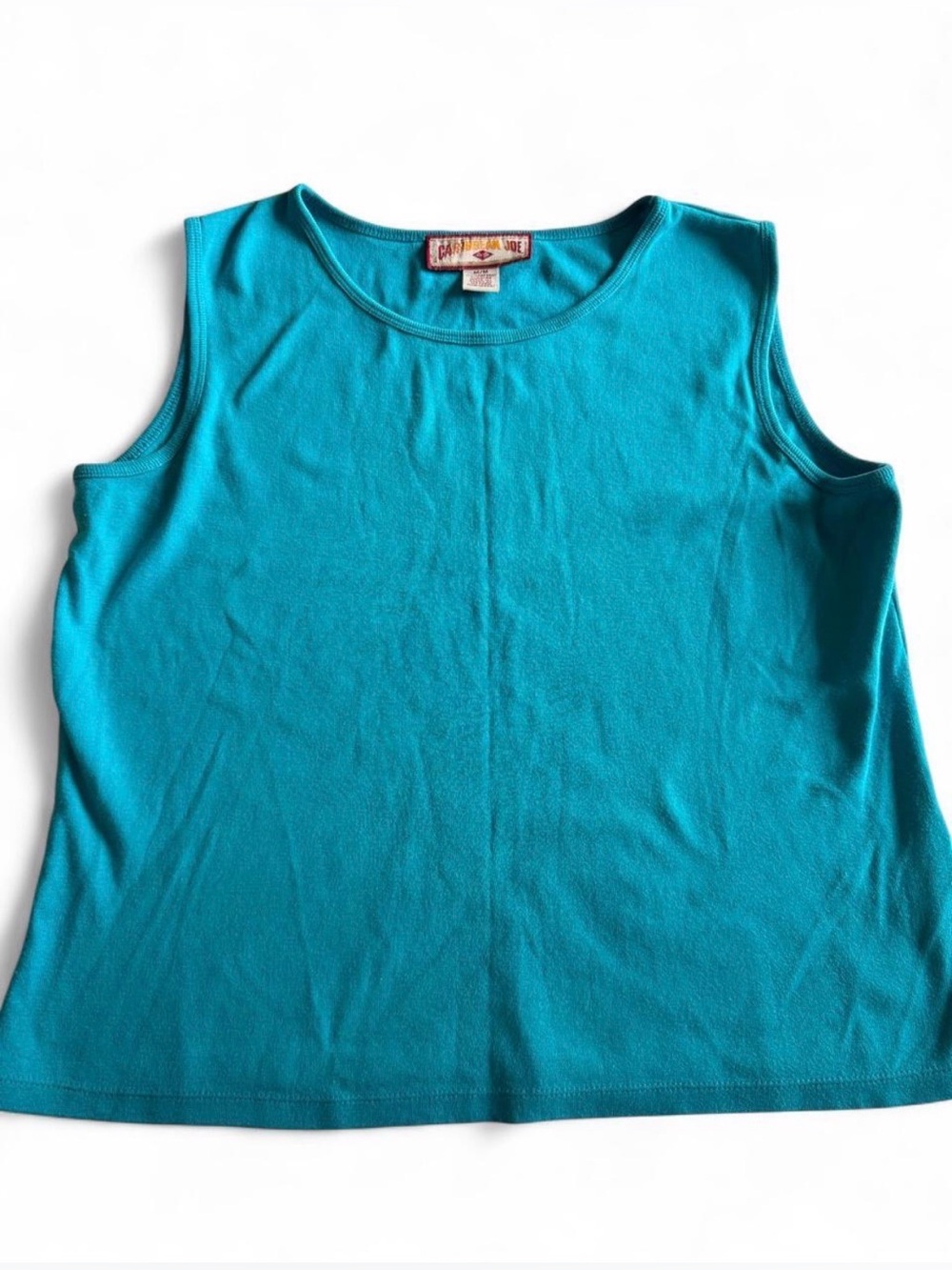 Vintage Caribbean Joe teal 100% cotton tank top in a M